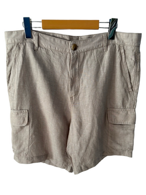Panama Jack Linen Blend Beige 8” Cargo Shorts Men’s Size 36 Casual Minimalist